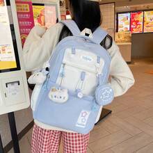 Cream Style Backpack For Students With High Appearance Simple And Cute Design Large Capacity Backpack Lightweight And Painful Ba - Multicolor - View 4