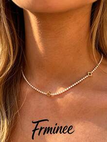 Frminee 1pc Women's 18K Gold Plated Stainless Steel Necklace Choker, Vintage Bohemian Style Delicate 18K Gold Plated Stackable Necklace, Fashionable Layerable Daily Charm Jewelry - Multicolor 3 - View 2