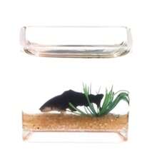 Exquisite Mini Dollhouse Fish Tank - 1:12 Dollhouse Mini Fish Tank Realistic Aquarium Home Decor, Dollhouse Accessories, Perfect For Garden Decoration And Desktop Display, Ideal Gift - Black Fish Square Fish Tank - View 2