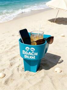 Personalized Beach Cup Holder, Women's Travel Gift, Bachelorette Party Beach Gift, Sand Beverage Holder & Phone Stand, Customized Vacation Essential, Men's Style - Multicolor - View 3