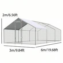 Gallinero exterior walk-in de acero galvanizado 3x6x2 m (9.84x19.68x6.56 ft) - Cubierta impermeable con protección UV y techo puntiagudo - Plateado - Ver 7