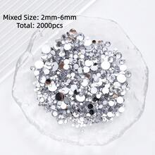 2mm-3mm-4mm-5mm-6mm Mixed Size 1440 Pieces/2000 Pieces/Pack Resin Rhinestone Color Non Heat Fixed Flat Back Adhesive Flash Foaming Rhinestone Jelly Beads For Mugs, Bottles, Rollers, Phone Cases, Handmade DIY Jewelry Accessories - Mixed Size - View 48