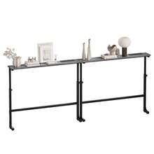 Luxstein Slim Console Table, Height Adjustable 75/100 Cm Sofa Table With Charging Station For Entryway, Living Room, Small Spaces - 100cm - Gray - View 13