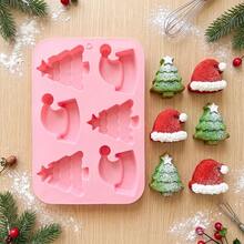 1pc Christmas Tree & Santa Hat Shaped Silicone Mold, Kitchen Home Baking Mousse Cake Chocolate Pudding Mold, Can Make Chocolate, Candy, Cake, Pudding, Ice Cubes, Jelly, Christmas Holiday Home Baking, Party Dessert Table Handmade Mold - Multicolor - View 7