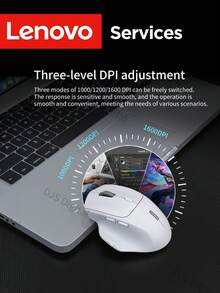 Lenovo 无线鼠标，双模可充电鼠标，2.4G/BT 连接，人体工学游戏鼠标，亲肤材质，握感舒适，适用于办公室、家庭、游戏等多种用途，兼容多种设备，电池寿命长 - 白色 - 查看 5