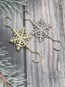 10/1pc Christmas Snowflake Ornament Hook Hangers Golden Sliver Snowflake Decorative Christmas Tree Hanging Metal Wire For Xmas Christmas Tree Decoration Hangers, Metal Snowflake Hook For Small Ornaments, Gold Snowflake Ornament Hangers - Multiple Styles - View 8