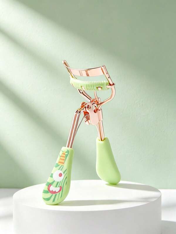 11pcs/5pcs/1pc Cute Big Eye Pattern Green Handle Eyelash Curler With Comb, One-Step Curl And Set, Cute Makeup Tool, Eyelash Tool, Travel Essential, Back To School Must-Have, Bedroom Vanity Practical, Affordable Good, Holiday Essential, Gift For Women