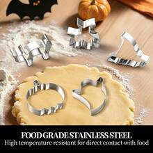 4/5Pcs Halloween Stainless Steel Cookie Cutter Set, Pumpkin Ghost Witch Hat Cat Shaped Molds, Multi‑Purpose Baking Tools For Biscuit, Fondant, Clay & DIY Halloween Party Crafts - View 3