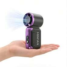 Unisex Mini Handheld USB Turbo Fan, Rounded Body, Ice-Touch Feel, Large Capacity Battery, Fashionable Color, 199 Adjustable Wind Speed, Quiet High-Speed Turbo, Portable For Outdoor, Camping, Travel, Beach, Office, School, Pool Party, Daily Use - Violet Purple - View 1