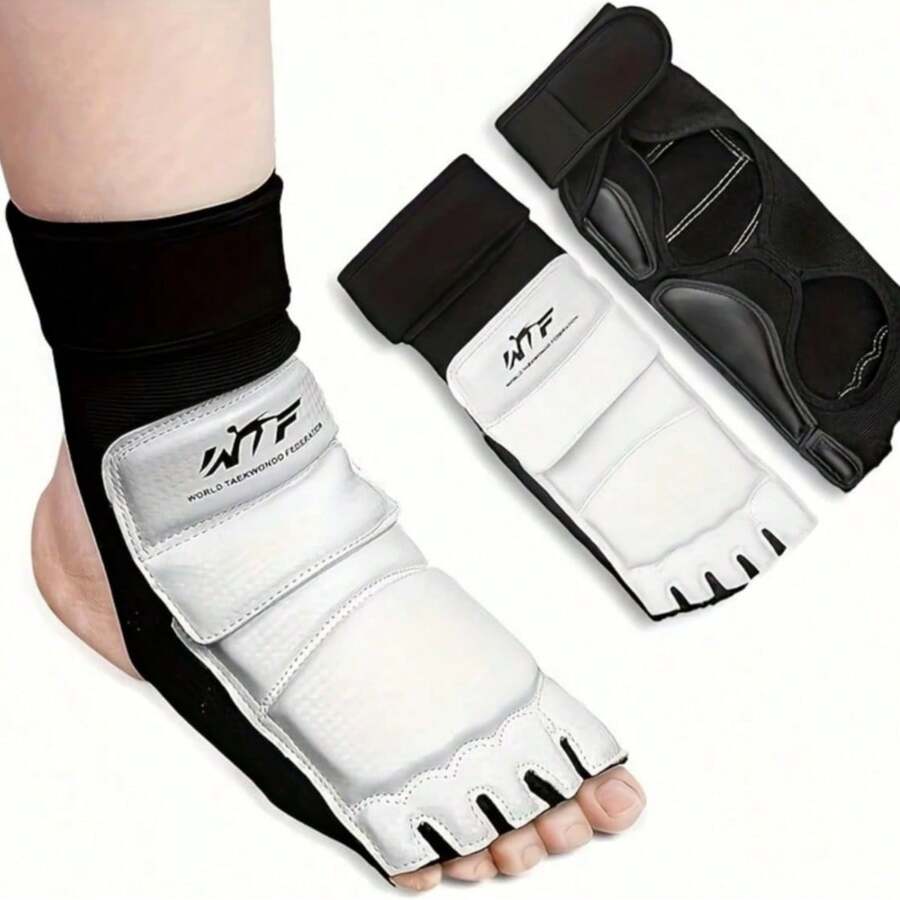 1 Set Taekwondo Foot Guard Training Set Competition Combat Foot Guard - Black and White - View 1