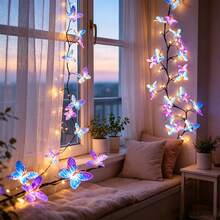 1pc Butterfly Branch LED String Lights, USB Powered, 8 Lighting Modes, 36 LED Lights, Suitable For Indoor Room, Living Room, Office, Fence, Wall Decoration, Valentine's Day, Wedding, Mother's Day, Thanksgiving, Halloween, Christmas - Multicolor - View 5
