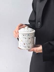 1 buah Toples Penyimpanan Keramik Motif Bunga, Wadah Penyimpanan Kedap Udara Silinder Lurus Serbaguna, Wadah Keramik Bulat Tertutup, Tempat Biji Kopi, Cocok untuk Bumbu Dapur, Kopi, Biji-bijian, Permen, Kue, Dekorasi Meja Dapur Rumah - MultiWarna - View 16