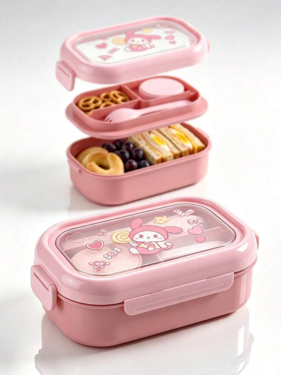 1pc Bento Box With Utensils, Microwave Adult Lunch Box, Compartment Food Storage Container, Insulated Bento Lunch Bag, Stackable Lunch Box With Sauce Cup, Suitable For Students Back To School, Birthday Gift, Christmas Gift