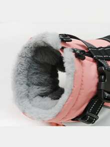 1pc Dog Winter Jacket, Built-In D-Ring Harness, High Visibility At Night, Soft Lining Warm Dog Vest, Zipper Closure High Collar Thick Snow Jacket, Suitable For Small, Medium And Large Dogs - Watermelon Pink - View 9