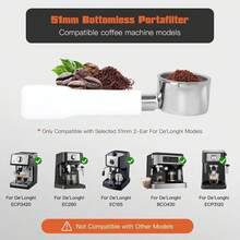 51mm Bottomless Portafilter 2 Ear For De-Longhi ECP3420/EC155/BCO430/EC260 - Multicolor - View 5