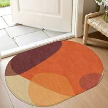 1pc Oval Flannel Door Mat, Soft Comfortable Absorbent Non-Slip Machine Washable With Non-Slip Backing, Suitable For Entrance, Living Room, Patio, Bedroom, Kitchen, Laundry Room, Bathroom, Multi-Functional Home Floor Mat, Entryway Rug, Kitchen Bathroom Carpet, Holiday Decoration - Multicolor - View 2