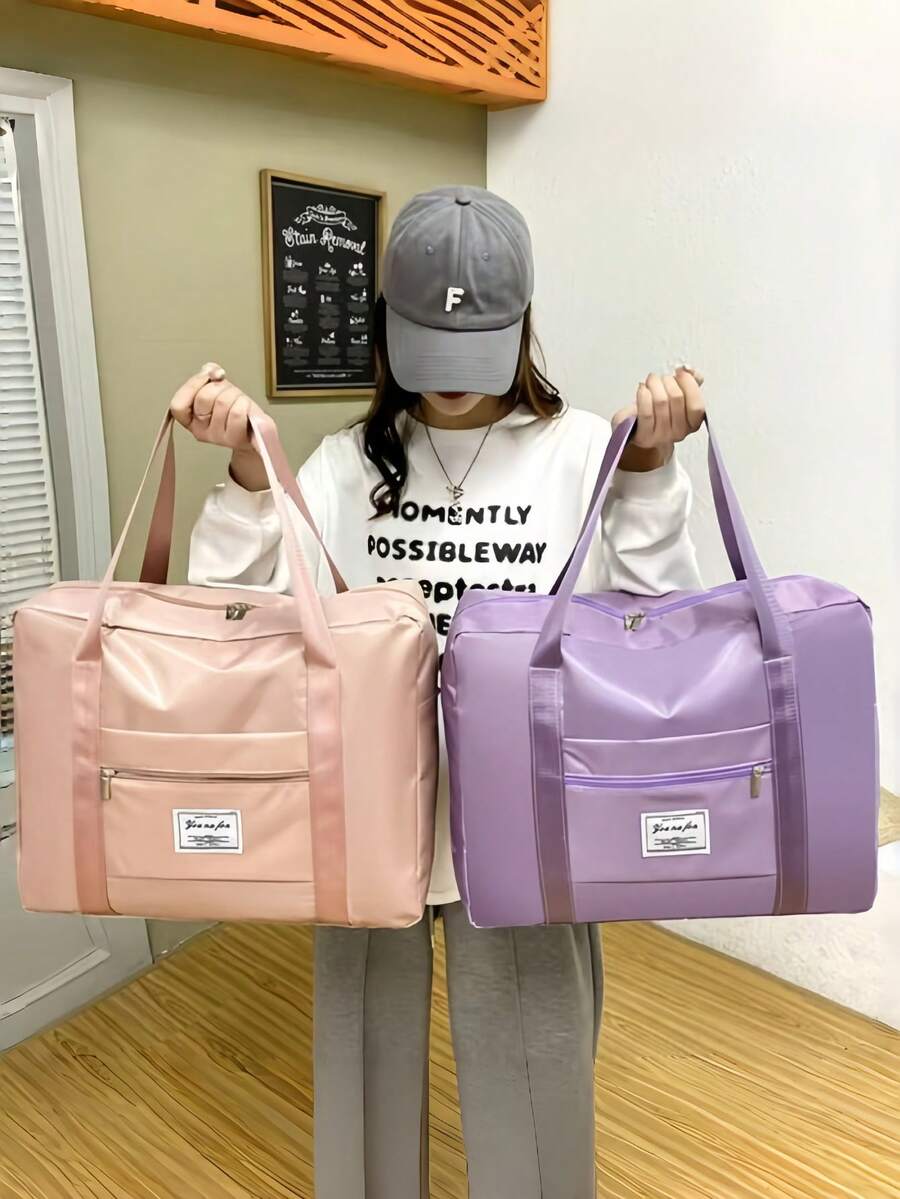1pc Foldable Travel Bag Unisex Storage Pouch Portable Women's Handbag Men's Large Capacity Luggage Bag Multi-Functional Travel Accessory. Portable Travel Multi-Functional Airplane Bag - Easily Store Your Clothes