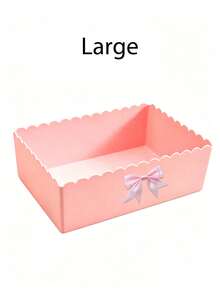 Cream Ribbon Bow Storage Box, Sweet Bow Cosmetic Storage Box, Stationery Organizer, Bedroom Storage Container, Student Desk Stationery Holder, Household Sundries Storage Basket, Office Desk Decor, Accessories Storage Box - Multicolor - View 18