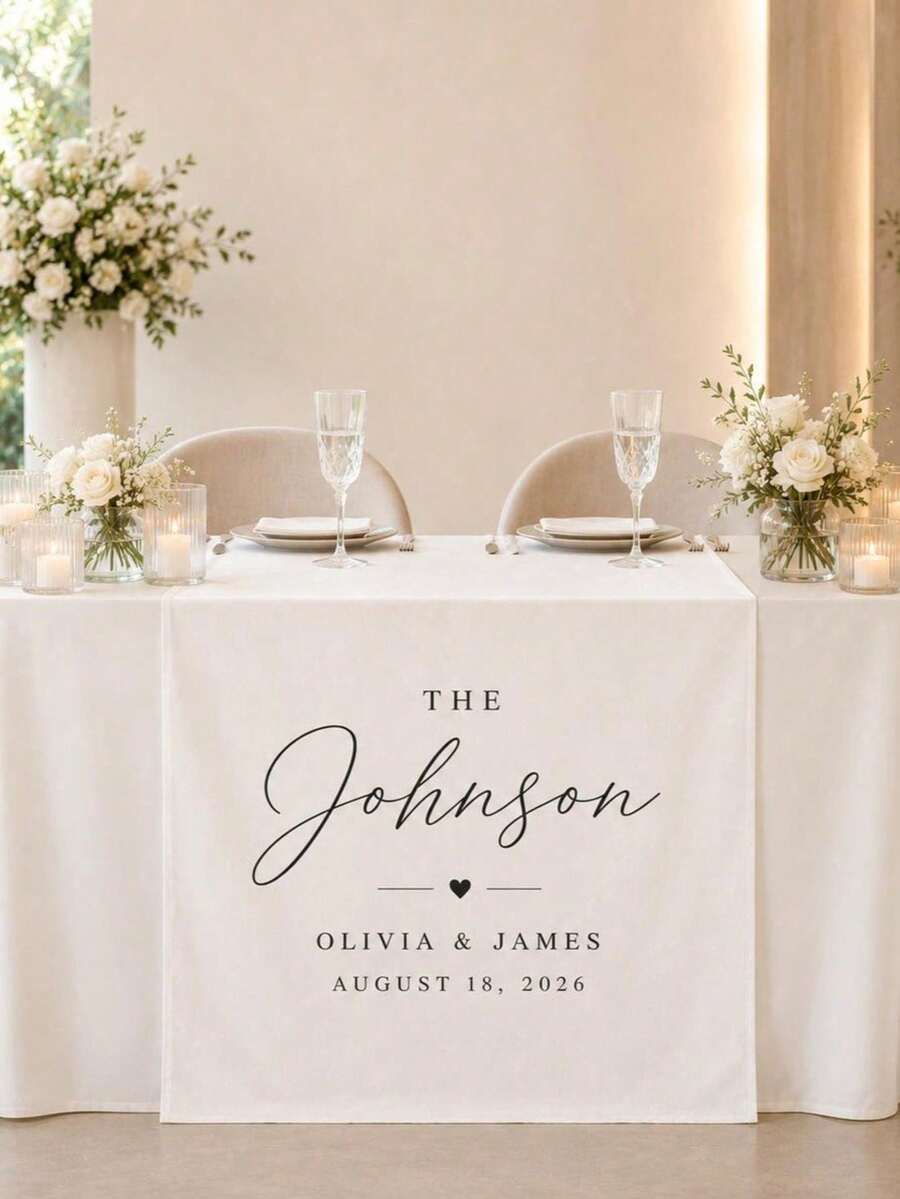 Customized Wedding Table Runner Suitable For Various Occasions, Including Anniversary, Engagement, Bridal Shower And Wedding Celebration. - Multicolor - View 1