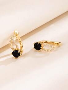 1 Pair Elegant High-End Hollow Teardrop Zirconia Ear Cuffs Hoop Earrings For Women, Multi-Color Versatile For Party, Banquet, Date - Earrings - View 4