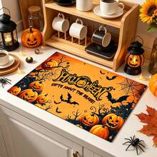 1pc Dish Drying Mat, Coffee Machine Mat, Halloween Theme Dish Drying Mat, Absorbent And Quick-Drying, Suitable For Dining Table And Kitchen, Creative Pumpkin And Bat Pattern, Atmospheric Tabletop Decor Mat, Holiday Item To Keep Countertop Clean, Multi-Purpose Drying Mat, Home Gift, Tabletop Decoration - XYLSD-982 - View 5