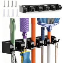 Black Wall Mounted Broom Mop Rack 43x9x7cm Garden Tool Organizer Cleaning Tool Storage Rack Hanging Organizer Space Saving For Bathroom Kitchen Garage - Black - View 7