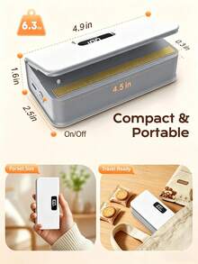 ENSSU 1300mAh Rechargeable Mini Bag Sealer Machine, Magnetic Sealing Machine, 6-Speed Temperature Adjustment Digital Display Portable Heat Sealer, Magnetic Type-C Charging Food Plastic Bag Sealing Machine For Snack Kitchen Storage - Multicolor - View 3