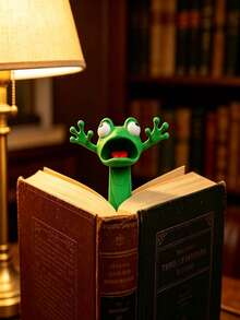 2pcs 3D Frog & Gecko Bookmarks, Quirky Animal Cute Squeeze Bookmark Set (Random Color & Style), Creative Shaped Bookmarks, Office Supplies, Reading Gift For Family And Friends, Adult Reading Accessories, 1pc - Multicolor - View 5