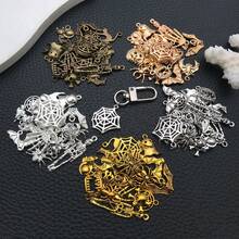 20/30/100pcs Antique Halloween Mixed Charms Skeleton Bat Pumpkin Spider Web Ghost Alloy Pendant For DIY Bracelet Necklace Jewelry Making Findings - Multicolor - View 5