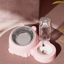 1PC 2-In-1 Pet Cat Bowl Set, Stainless Steel Food Bowl With Automatic Water Dispenser, Anti-Tip Base, Detachable Easy To Clean Feeding And Watering Bowl, For Cats And Small Dogs Home Daily Feeding - 500ml - View 10