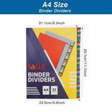 Eagle 31pcs A4 Size Loose-Leaf Divider Pages, 1-31 Index Tabs, 11-Hole Design, Suitable For 2/3/4/11 Ring Binders, Plastic Index Dividers, Suitable For School Office Organization Reports And Presentations - Multicolor - View 4