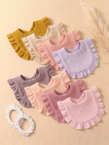 4PCS/8PCS Girls Autumn Cute Candy Color Baby Bibs, Soft Skin-Friendly Princess Baby Drool Bib Set, Suitable For Daily All-Season Use - Multicolor - View 3