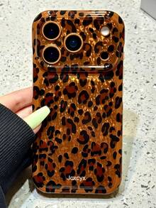 Luxury Autumn Leopard Print Glitter Rhinestone Pattern Phone Case Compatible With IPhone 17 Pro Max 17 Pro 17 16 Pro Max 16 Pro 15 Pro Max 15 Pro 14 Pro Max 14 Pro 14 13 Pro Max 13 Pro 13 Stylish Cute Lens Protection Shockproof Phone Cover - Leopard - View 3