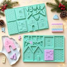 1pc Silicone Gingerbread House Baking Mold - Versatile Dessert Tray For Chocolate Cakes, ,Perfect For Holiday Candy, DIY Birthday Treats, And Gift Decorations - Multicolor - View 5