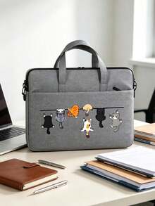 Spacious And Lightweight Laptop Bag With Cat Print Design, Detachable And Adjustable Shoulder Strap, Laptop Stand, Fits In Suitcase, Laptop Protective Case, Briefcase, Document Organizer, Portable Commuter Bag, Shoulder Bag, Suitable For Laptops And Tablets, Ideal For Daily Use, Travel, Commuting, Perfect Professional Gift For Holidays, Suitable For Home And Office, Back To School Gift, Teacher's Day, Travel, Vacation Gift - Multicolor - View 9