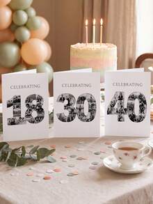 1/3pcs Custom Photo Collage Birthday Greeting Card, Personalized Celebrating Birthday Keepsake Card For Birthday Anniversary Party Gift Supplies - Multicolor - View 2