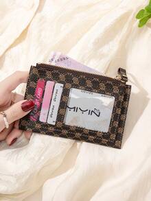 MIYIN Fashion Printed PU Dual-Color Card Holder Zipper Coin Purse Lightweight Portable Cash Credit Card Coin Purse Short Wallet Compact Wallet Pocket Wallet Women's Mini Card Holder Credit Card Holder ID Card Holder Multi-Function Card Holder - Multicolor - View 4
