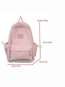 Korean Style Large Capacity Backpack For Students, Lightweight Nylon School Bag, Minimalist Solid Color Casual Bookbag, Shoulder Bag For Daily Travel - Multicolor - View 5