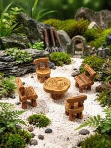 5 Packs Mini Resin Chair Model Ornaments, Creative DIY Craft Accessories For Car Dashboard, Office Desk Decor, Fairy Garden, Outdoor Patio & Home Tabletop - A - View 6
