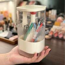1pc Desktop Press-Down Storage Box, Dust-Proof Cosmetic Display Box, Automatic Lifting Makeup Box, Eyebrow Pencil & Powder Brush Organizer, Suitable For Makeup Storage,Makeup Organizer,Room Décor - View 2