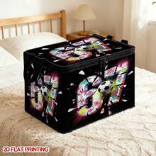 Graffiti Number 67 Football Broken Effect Print Squeezable Storage Box - Squeezable Storage Box With Zipper Flap, Foldable Box Suitable For Book Organization, Underbed Storage, Office And Home Organization, Squeezable Stress Relief Pattern Gift, For Underbed Storage - Multicolor - View 2