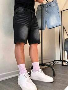 Quần short denim Bermuda dáng rộng thoải mái phong cách Y2K cho bé trai tuổi teen, đa năng, có túi - màu đen - Xem 2