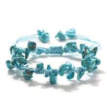 1Pc Boho Handmade Natural Crushed Crystal Bracelet Adjustable Summer Beach Dainty Stackable Bangle Wristband Jewelry Gift For Women - Multicolor - View 15