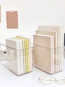 1/2pcs Transparent Bookshelf Desktop Storage Rack Thick Acrylic File Organizer Box Transparent Invisible Acrylic Book Stand Multi-Functional Office Desk Storage Rack Student Stationery Rack Bookshelf Storage Box Transparent Magazine Holder Suitable For Desktop Organization Student Office Bookshelf Magazine Rack Transparent Plastic Vertical File Magazine Storage Box Desktop File Magazine Bookshelf Office Desk Storage Rack Best Gift For Students Suitable For Various Occasions Decoration Holiday Gifts And More Essential For Back To School Season - View 7