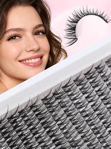 144pcs DIY At‑Home Lash Clusters Extension Set, Wispy Soft Individual False Eyelash Clusters Mixed Length, Ultra‑Thin Lash Band, Complete Kit With Lash Bond Seal Glue, Eyelash Tweezers & Lash Brush, Reusable Segmented Lashes For Daily Party Makeup - White - View 7