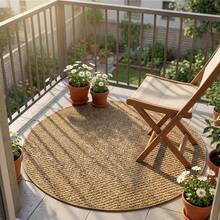1pc Brown Pineapple Round Rug, Faux Sisal Material, Minimalist Round Carpet, Suitable For Indoor And Outdoor, Soft And Machine Washable, Ideal For Patio, Balcony, Beach, Picnic, Modern Decorative Mat - A - View 7