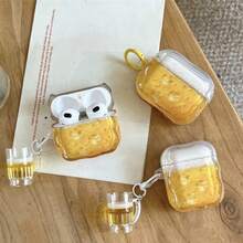 Creative Realistic Ice Beer Earphone Case Funny 3D Ice Cube Wave Transparent Soft Shell Fun Mini Beer Cup Pendant Personalized Earphone Cover Compatible With Apple 1st/2nd/4th Gen Pro/Pro 2 Compatible With Apple Pro 3 Compatible With Apple 3rd Gen And Other Models Earphone Protective Case, Perfect For Daily Use Suitable As Couples Women, It's An Excellent Gift For Friends, Family, Couples Or Even Yourself, Perfect As A Birthday Gift For Your Partner - Yellow - View 5