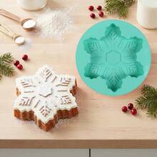 1pc Large Round 3D Snowflake Cake Silicone Mold Suitable For Making Muffins Bread Egg Baking Tray Chocolate Dessert Baking Mold - Multicolor - View 10
