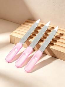 3pcs Pearlescent Pink Nail File Set, Nail Grooming Polishing, Manicure Tools, Travel Essential, Back To School Must-Have, Bedroom Vanity Practical, Affordable Good, Holiday Essential, Gift For Women - Multicolor - View 7