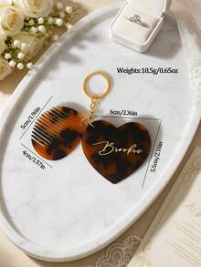 1pc Customized Laser Engraved Personalized Heart Leopard Print Keychain, Car Motel Keychain, Vintage Hotel Keychain, Women's Customized Name Car Keychain, Cute Bridesmaid Proposal Gift Keychain - Leopard - View 4
